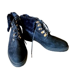 Miss Selfridge Black Faux Suede Combat Style Boots Booties Ankle Boots Size 10.5